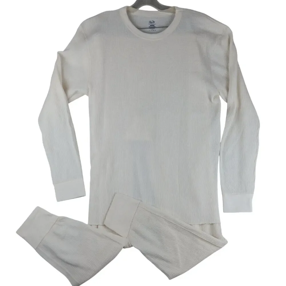 Vintage Fruit of the Loom Thermal Long Johns Set Mens 2XL White Waffle Knit